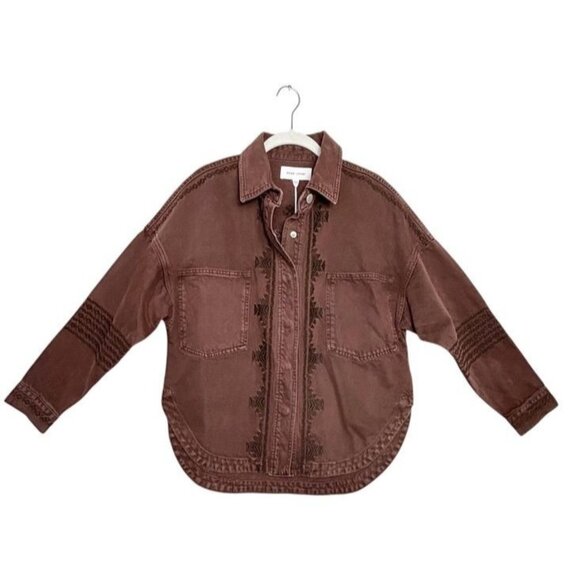 Dear John Denim Gina Denim Shirt Jacket in Dark Mahogany - Sz L - NWT - Picture 2 of 9